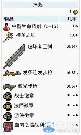 《泰拉瑞亞》肉山前boss資料及掉落物詳解