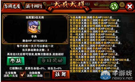 《全民斗三國》天兵天將鼓舞等級及效果