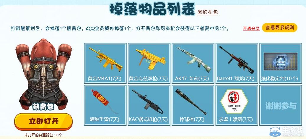 CF暴打熊策劃 掉落神秘背包活動