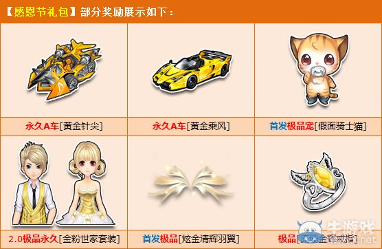 《QQ飛車》3Q幣感恩節(jié)禮包 永久黃金A車！