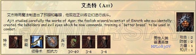 《英雄無敵3》地下城英雄數(shù)據(jù)一覽