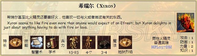 《英雄無敵3》地獄英雄數據一覽