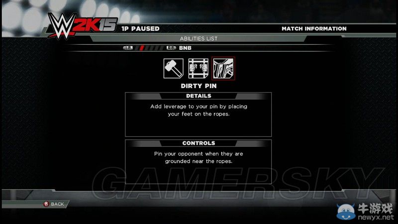 《WWE 2K15》BNB技能及操作方法