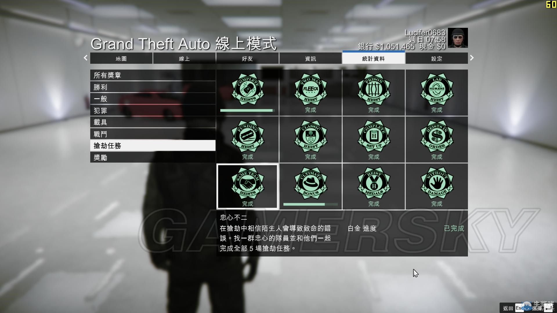 《GTAOL》搶劫任務獎章挑戰心得