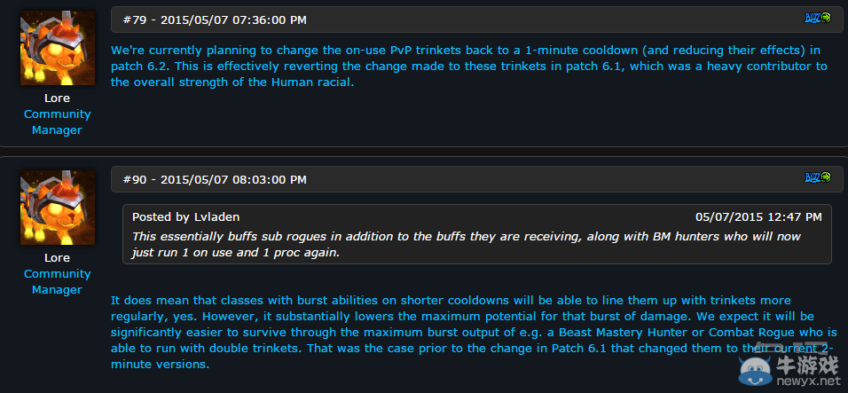 《魔獸世界》藍貼6.2PVP飾品CD調回一分鐘