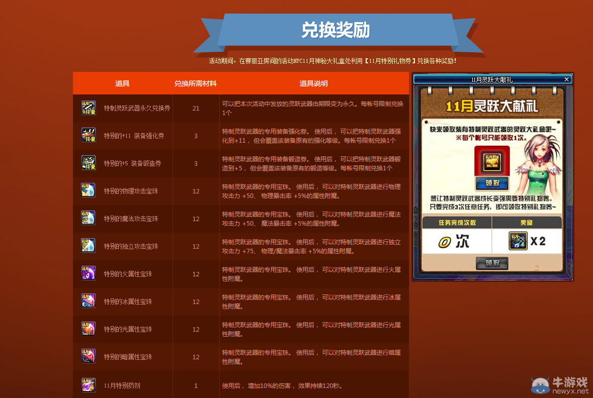 《DNF》11月靈躍大獻禮活動詳解