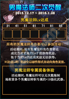 《DNF》男魔法師二次覺醒等級活動