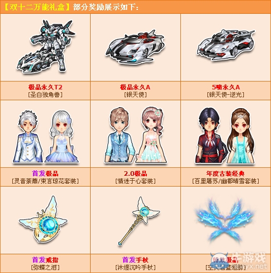 《QQ飛車》雙十二萬能禮盒上架，炫白永久T2等你拿！