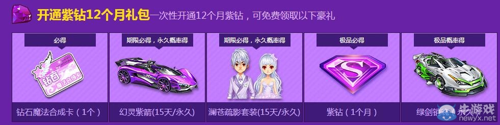 《QQ飛車》全民5元開紫鉆