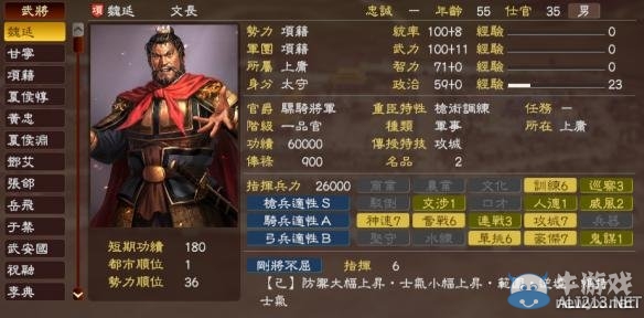 《三國志13》劉表軍隊全武將圖鑒一覽