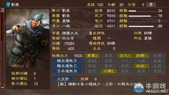 《三國志13》劉表軍隊全武將圖鑒一覽