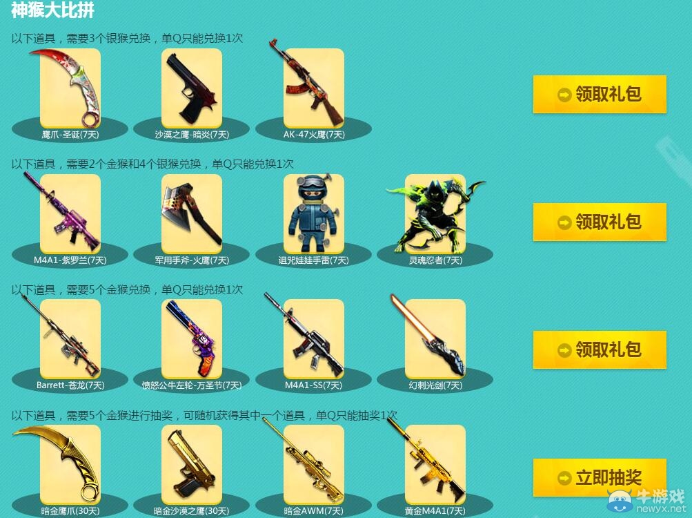 cf金猴銀猴大比拼活動 集猴領(lǐng)取豪華大禮