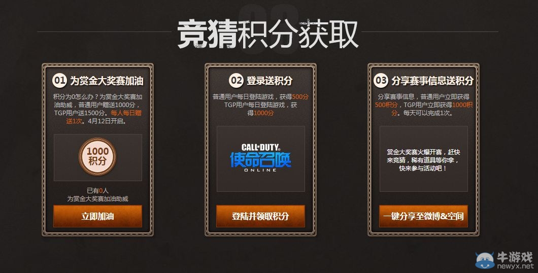 《使命召喚OL》賞金大獎賽競猜活動 簽到有獎