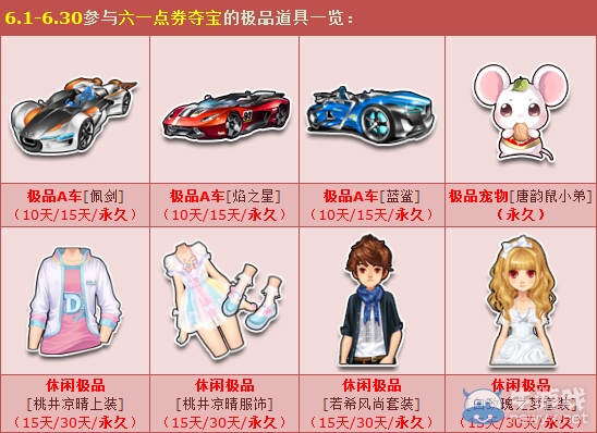 《QQ飛車》6月點券奪寶 永久極品限時搶！