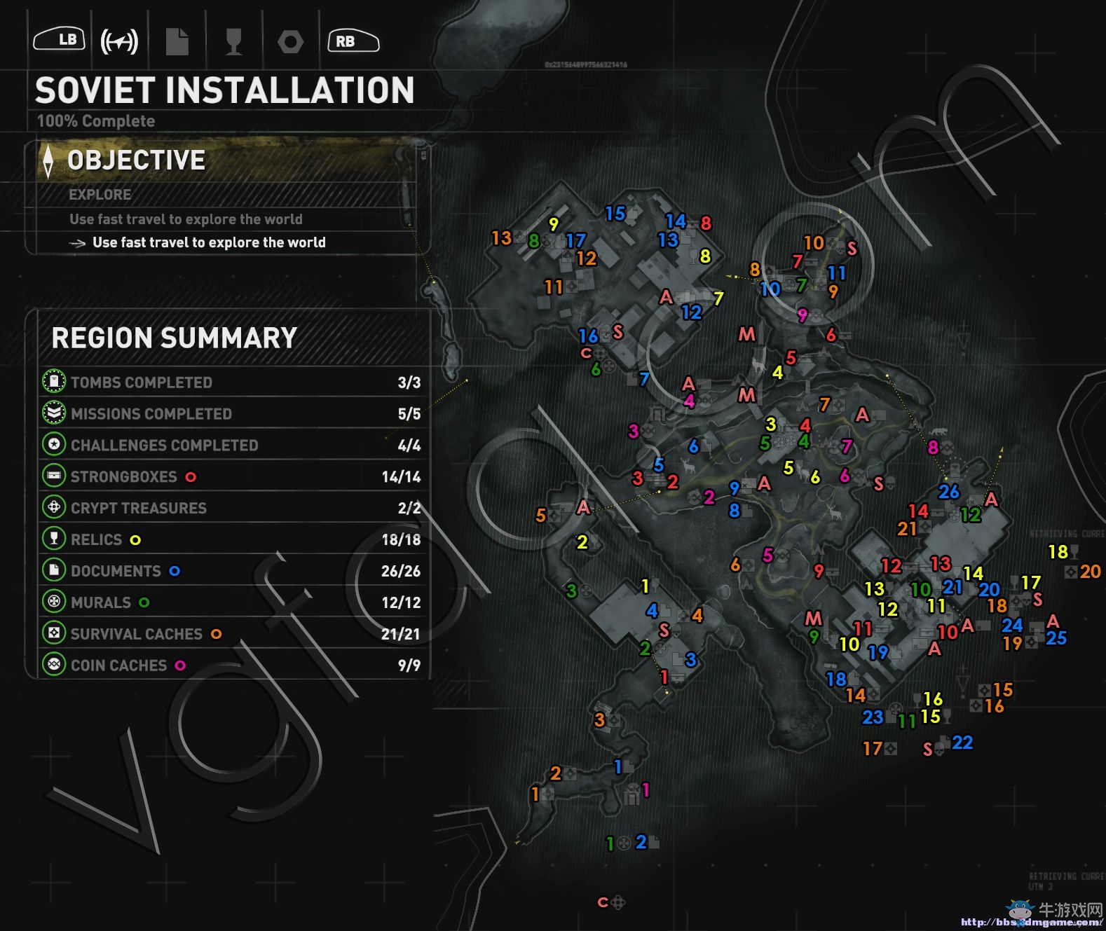 《古墓麗影：崛起》全收集分布地圖