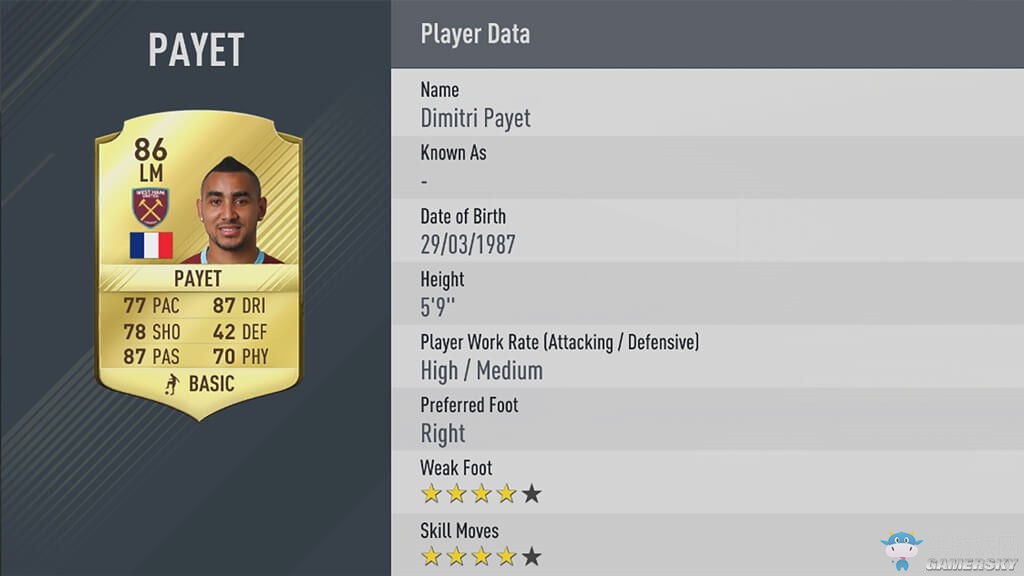 《FIFA 17》球員數(shù)據(jù)評(píng)分排名一覽