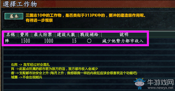 《三國志13威力加強(qiáng)版》威名戰(zhàn)術(shù)要沖要塞系統(tǒng)介紹