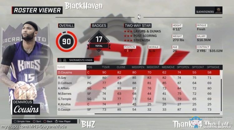 《NBA 2K17》球員能力值介紹