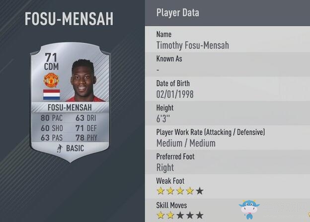《FIFA 17》曼聯球員能力值圖鑒介紹