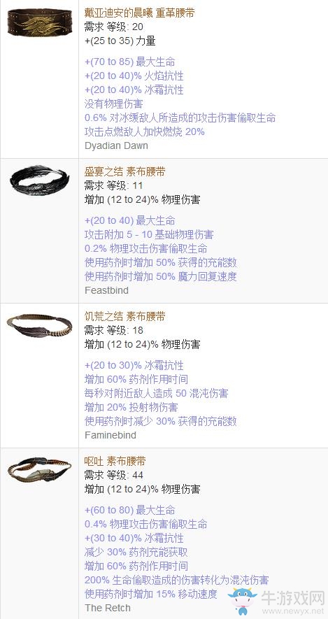 《流放之路》傳奇裝備之腰帶（普通掉落）