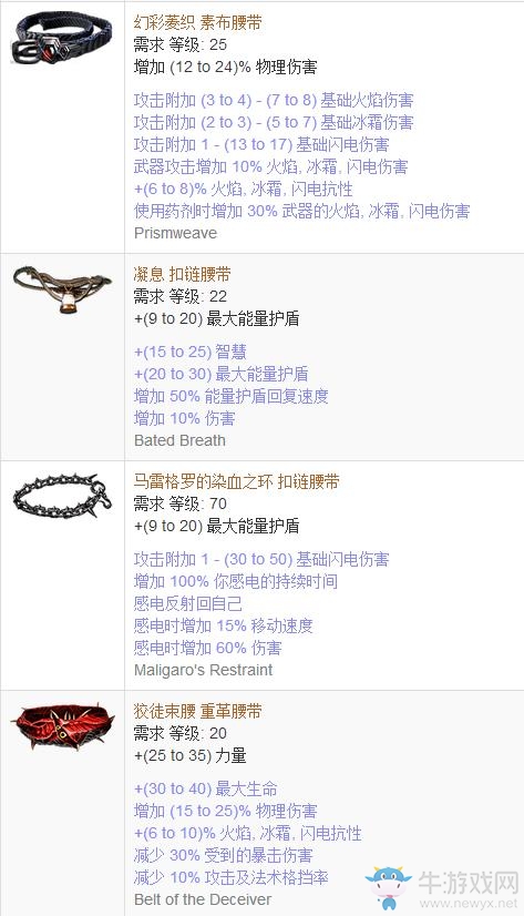 《流放之路》傳奇裝備之腰帶（普通掉落）