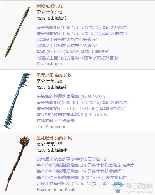 《流放之路》傳奇裝備之長杖（普通掉落）