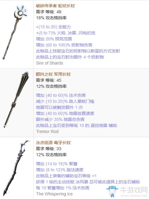 《流放之路》傳奇裝備之長杖（普通掉落）