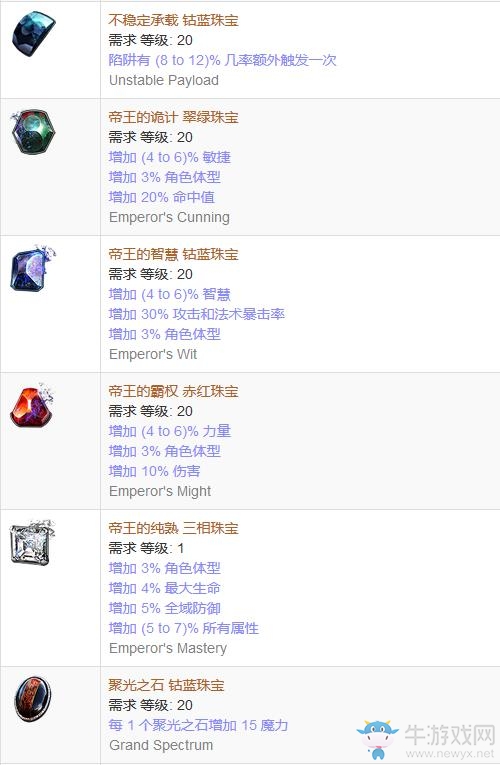 《流放之路》傳奇裝備之珠寶（普通掉落）