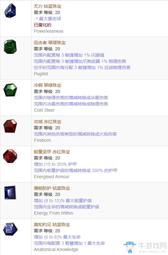 《流放之路》傳奇裝備之珠寶（普通掉落）