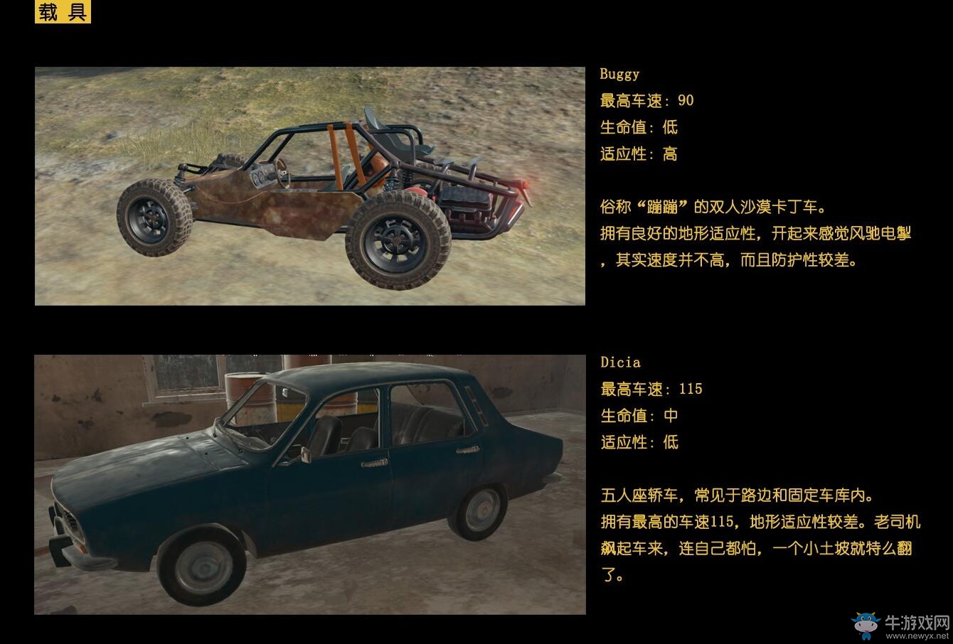 《絕地求生：大逃殺》車輛大全