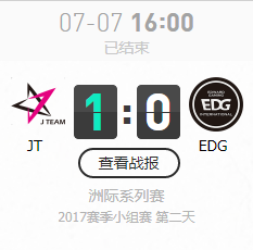 LOL亞洲對抗賽7月7日JT VS EDG比賽視頻