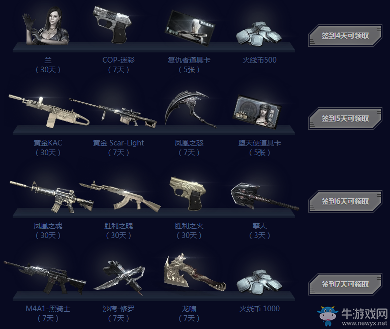 《CF》前線武器庫 每日簽到領(lǐng)武器