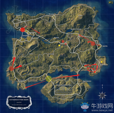 《絕地求生：大逃殺》四排哪里跳傘好？