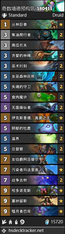 《爐石傳說》女巫森林德魯伊預構筑卡組推薦
