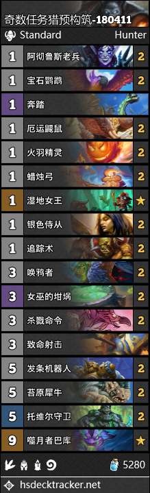 《爐石傳說》女巫森林獵人預構筑卡組推薦