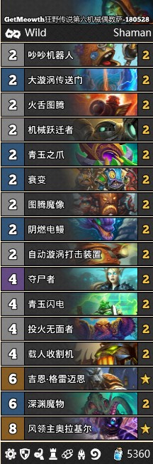 《爐石傳說(shuō)》狂野傳說(shuō)第六機(jī)械偶數(shù)薩卡組推薦