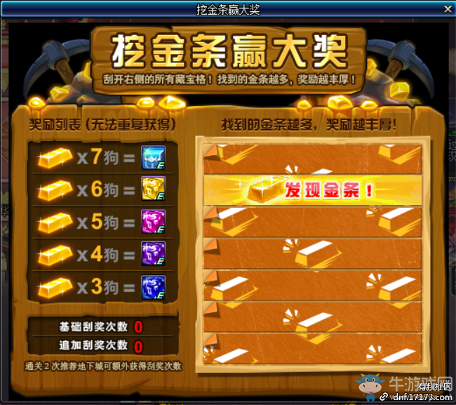 《DNF》挖金條贏大獎
