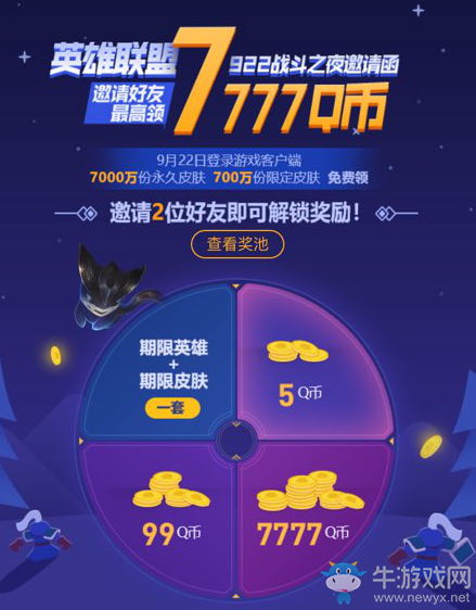 《LOL》戰斗之夜邀請函 邀請好友最高領7777Q幣