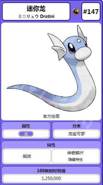 《精靈寶可夢(mèng)Let's Go！皮卡丘/伊布》迷你龍屬性圖鑒大全