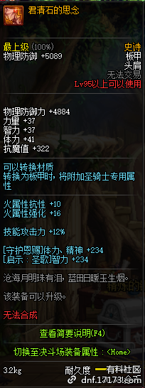 《DNF》95級史詩板甲套幸運的五彩石介紹