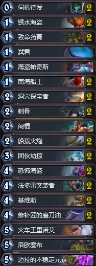 《爐石傳說》拉斯塔哈的大亂斗狂野登頂弒君海盜賊卡組推薦