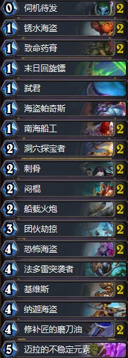 《爐石傳說》拉斯塔哈的大亂斗狂野傳說第八海軍賊卡組推薦