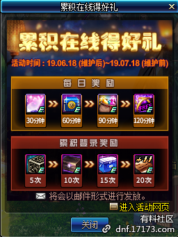 《DNF》十一周年累積在線得好禮活動