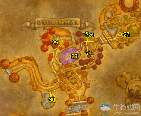 《魔獸世界懷舊服》部落44-46級任務升級路線