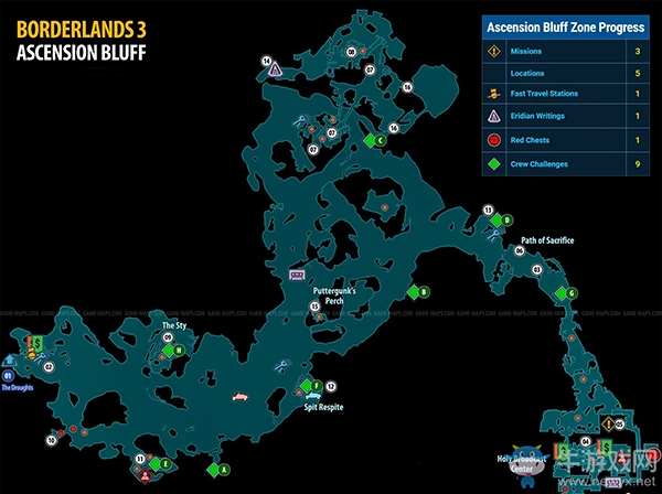 《無主之地3》地圖/挑戰/收集：飛升絕壁（1）