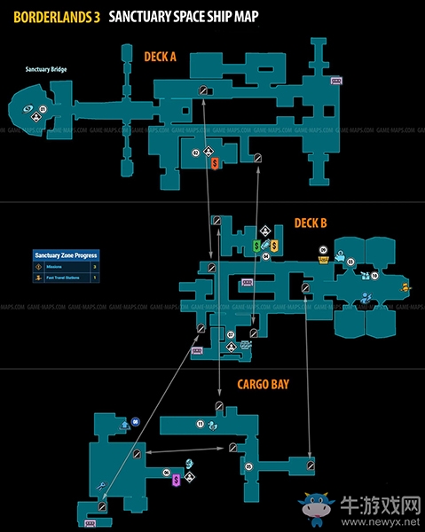 《無主之地3》避難所飛船詳細地圖