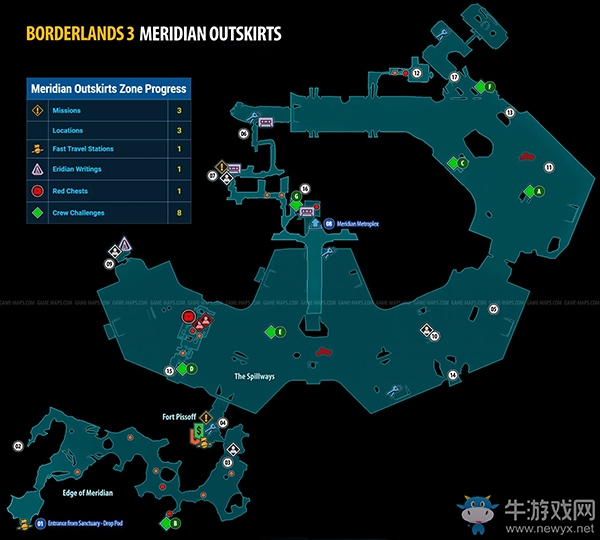 《無主之地3》地圖/挑戰/收集：秘鎰城郊區（1）