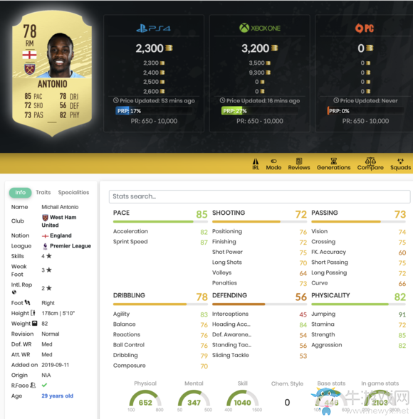 《FIFA 20》邁克爾·安東尼奧UT球員推薦