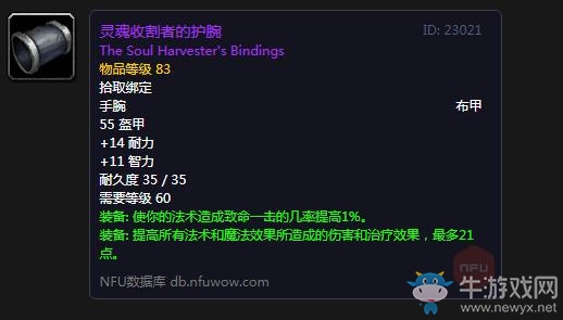 《魔獸世界懷舊服》靈魂收割者的護腕屬性介紹
