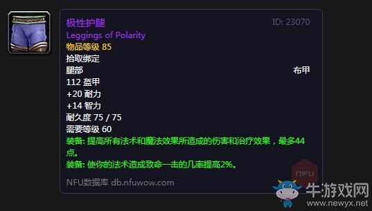 《魔獸世界懷舊服》極性護(hù)腿屬性介紹